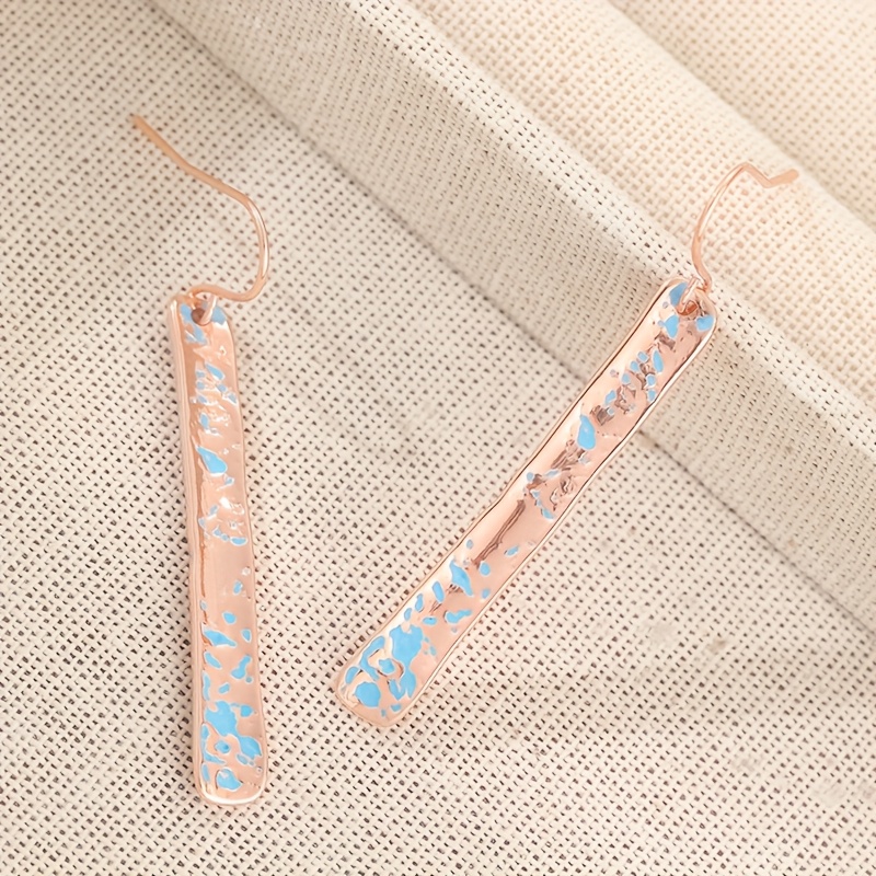 Women's Bohemian Copper Textured Long Strip Earrings